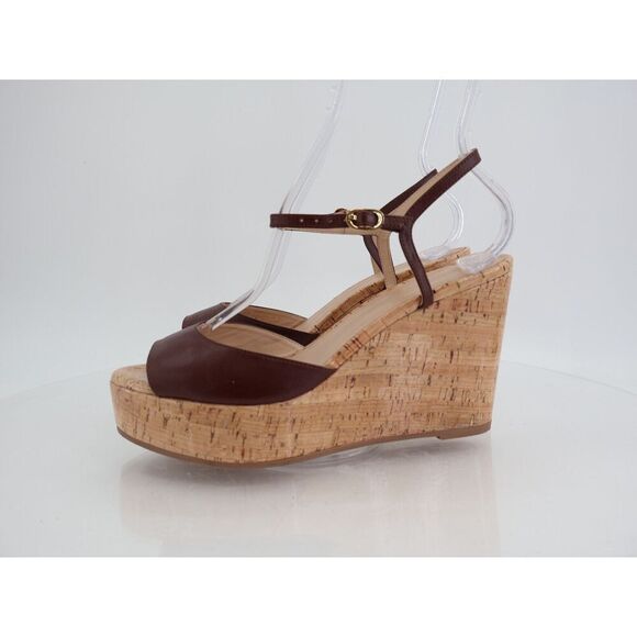 Stuart Weitzman Palmina Womens 9B Leather Platform Wedge Heel Sandals Brown - Picture 4 of 12